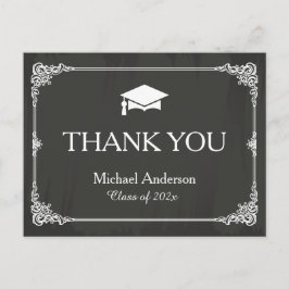 Cartão Postal Graduação do Boné de quadro-negro elegante Obrigad
