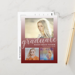 Cartão Postal Graduação do Formando de Borgonha Vermelha Moder