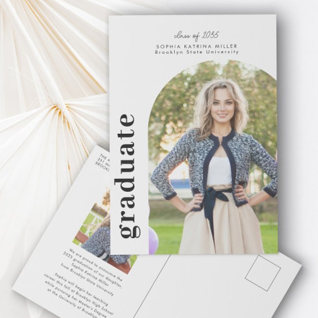 Cartão Postal Graduação do Formando de Foto do Arch 2 Minimalist (Criador carregado)