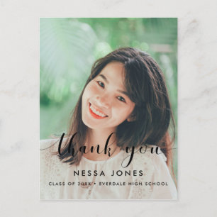Cartão Postal Graduação em Chic Photo Obrigado