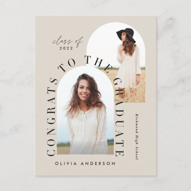 Cartão Postal Graduação geométrica multiarco fotográfico moderna (Frente)