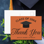 Cartão Postal Graduação Laranja Classe Personalizada Monograma O<br><div class="desc">Um obrigado de graduação de mais velho personalizado chic que você faz em laranja para um segundo grau,  faculdade ou universidade da classe de 2021. Personalize com seu nome sob a adorável caligrafia para um cartão de formando personalizado de excelente.</div>