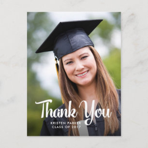 Cartão Postal Graduação legal em Tipografia Obrigado com Foto