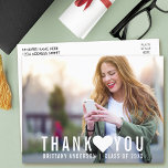 Cartão Postal Graduação Moderna Obrigado Coração<br><div class="desc">Cartaz Cardíaco de Graduação Moderna Obrigado</div>