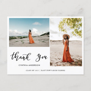 Cartão Postal Graduação Moderna Obrigado Escrever Duas Fotos