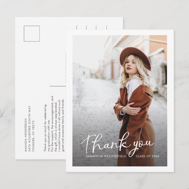 Cartão Postal Graduação Multi Foto Obrigado pela Graduação Moder (Frente/Verso)