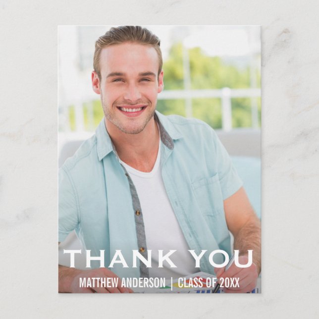 Cartão Postal Graduação Obrigado Cartão-Postal Moderno WBB (Frente)