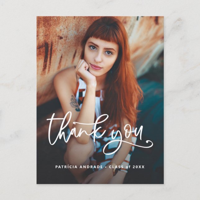 Cartão Postal Graduação Obrigado Formando de Segundo grau de Fot (Frente)