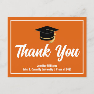 Cartão Postal Graduação Personalizada Laranja Branco Graduado