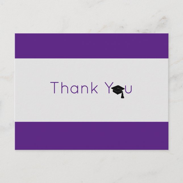 Cartão Postal Graduação Roxa Prateada Graduada Obrigado (Frente)
