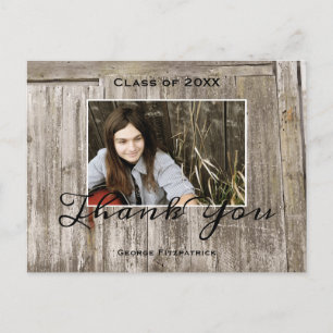 Cartão Postal Graduação Rustic Wood Segundo grau Obrigado