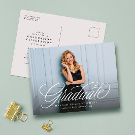 Cartão Postal Graduação simples de formando de script elegante