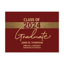 Graduação Universitária Maroon Red Dourado Classe 