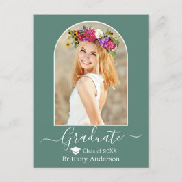 Cartão Postal Graduação Verde Eucalyptus Boné Arch Moderno