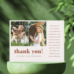 Cartão Postal Graduação Whimsical Duas Foto Obrigado
