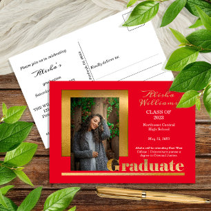 Cartão Postal Graduado de texto dourado elegante e sofisticado 1