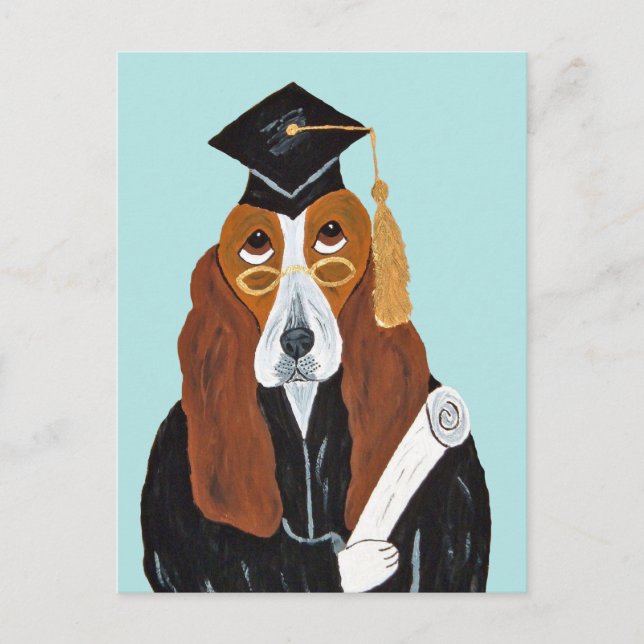 Cartão Postal Graduado em Basset Hound (Frente)