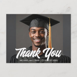 Cartão Postal Graduate Photo Bold Script Graduation Thank You