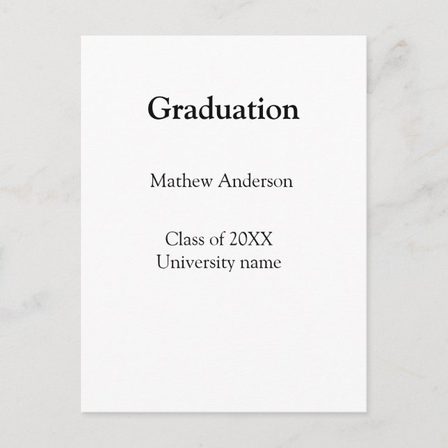 Cartão Postal Graduation name class of 20XX university name simp (Frente)