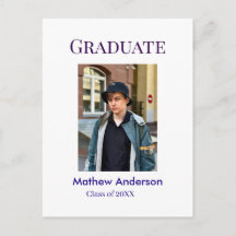 Graduation photo name class of 20XX blue simple bo