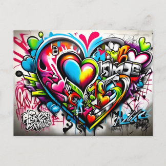 Cartão Postal Graffiti Hearts # 6