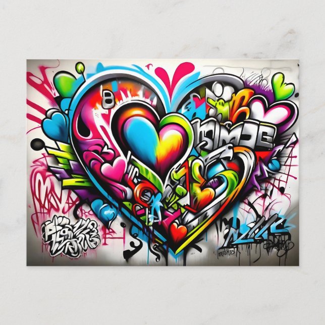 Cartão Postal Graffiti Hearts # 6 (Frente)
