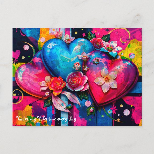 Cartão Postal [Graffiti Love} Goth Grunge Valentines Day (Frente)