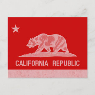 Cartão Postal Gráfico Clássico da Bandeira do Urso da Califórnia