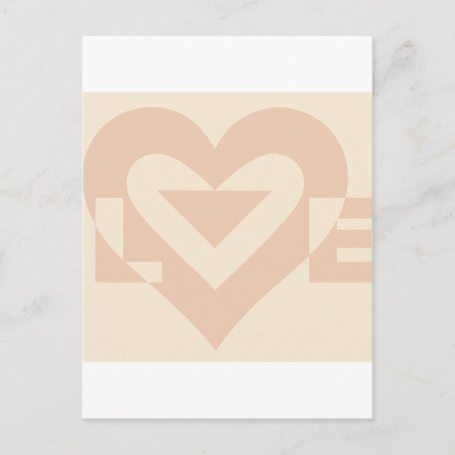 Cartão Postal Gráfico de Amor Bonito, Creme Beige (Frente)