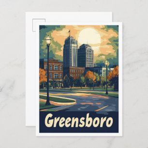 Cartão Postal Gráfico de Arte da Carolina do Norte em Greensboro