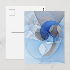Cartão Postal Gráfico de Arte Fractal de Cinza Azul Moderno