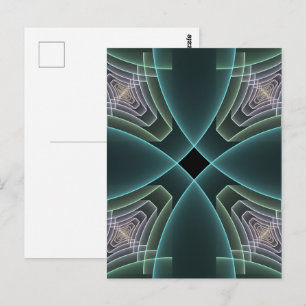 Cartão Postal Gráfico de Arte Geométrica Teal Moderna