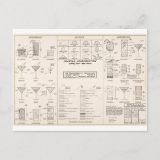 Cartão Postal Gráfico de Construção de Cocktail de meio século