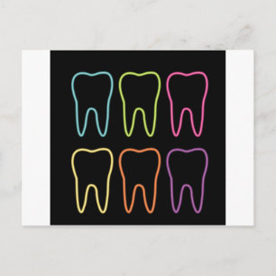 Cartão Postal Gráfico de dente neon para dentista
