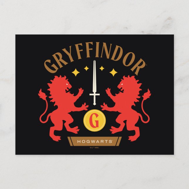 Cartão Postal Gráfico de Espada de Leão Duplo GRYFFINDOR™ House (Frente)