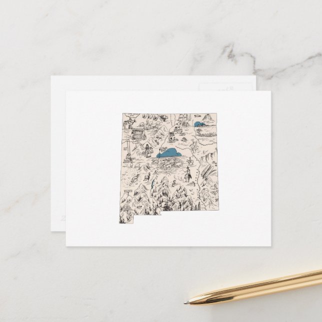 Cartão Postal Gráfico de Estado Anterior do Mapa de Imagens Vint (Frente/Verso In Situ)