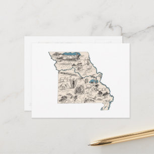 Cartão Postal Gráfico de Estado Anterior do Mapa de Imagens Vint