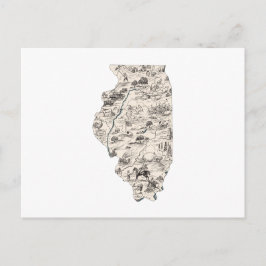 Cartão Postal Gráfico de Estado Anterior do Mapa de Imagens Vint