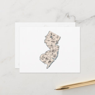 Cartão Postal Gráfico de Estado Anterior do Mapa de Imagens Vint
