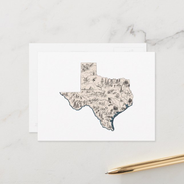 Cartão Postal Gráfico de Estado Antiquado do Mapa de Imagens do  (Frente/Verso In Situ)