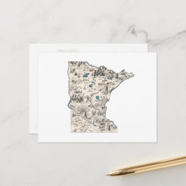 Cartão Postal Gráfico de Estado Antiquado do Mapa de Imagens do 