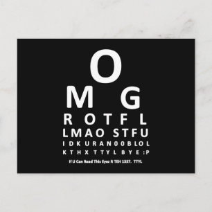 Cartão Postal Gráfico de Olhos do Viciado em Texto