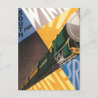 Cartão Postal Gráfico de Poster de viagens vintage do comboio
