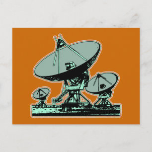 Cartão Postal Gráfico de Prato de Satélite Retro