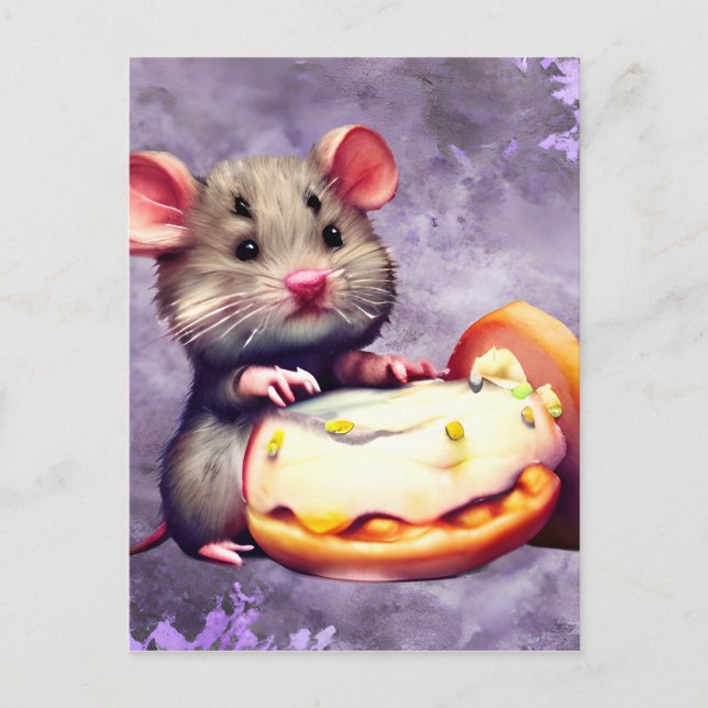 Cartão Postal Gráfico de Rato de Aquarela (Frente)