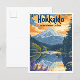 Cartão Postal Gráfico de Viagem de Arte Vintage no Japão