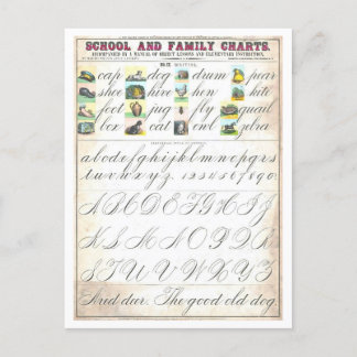 Cartão Postal Gráfico Educativo Antigo para Palavras de Visão