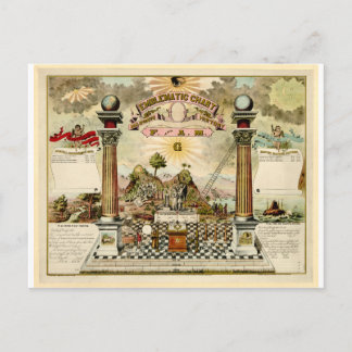 Cartão Postal Gráfico emblemático maçônico Freemason