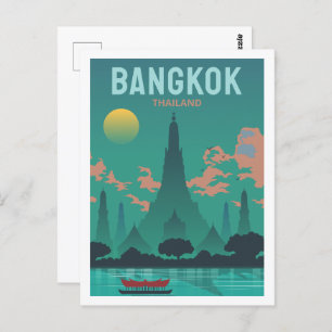 Cartão Postal Gráfico Famosa de Viagens de Bangkok na Tailândia