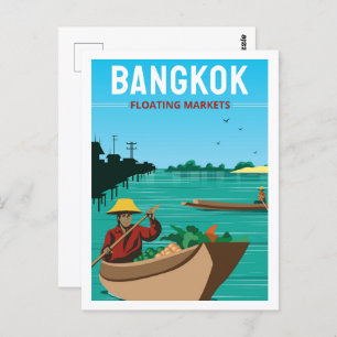Cartão Postal Gráfico Famosa de Viagens de Bangkok na Tailândia